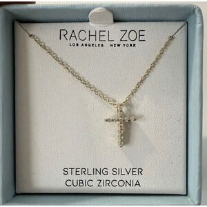 Rachel Zoe Sterling Silver Cubic Zirconia Cross Pendant Necklace